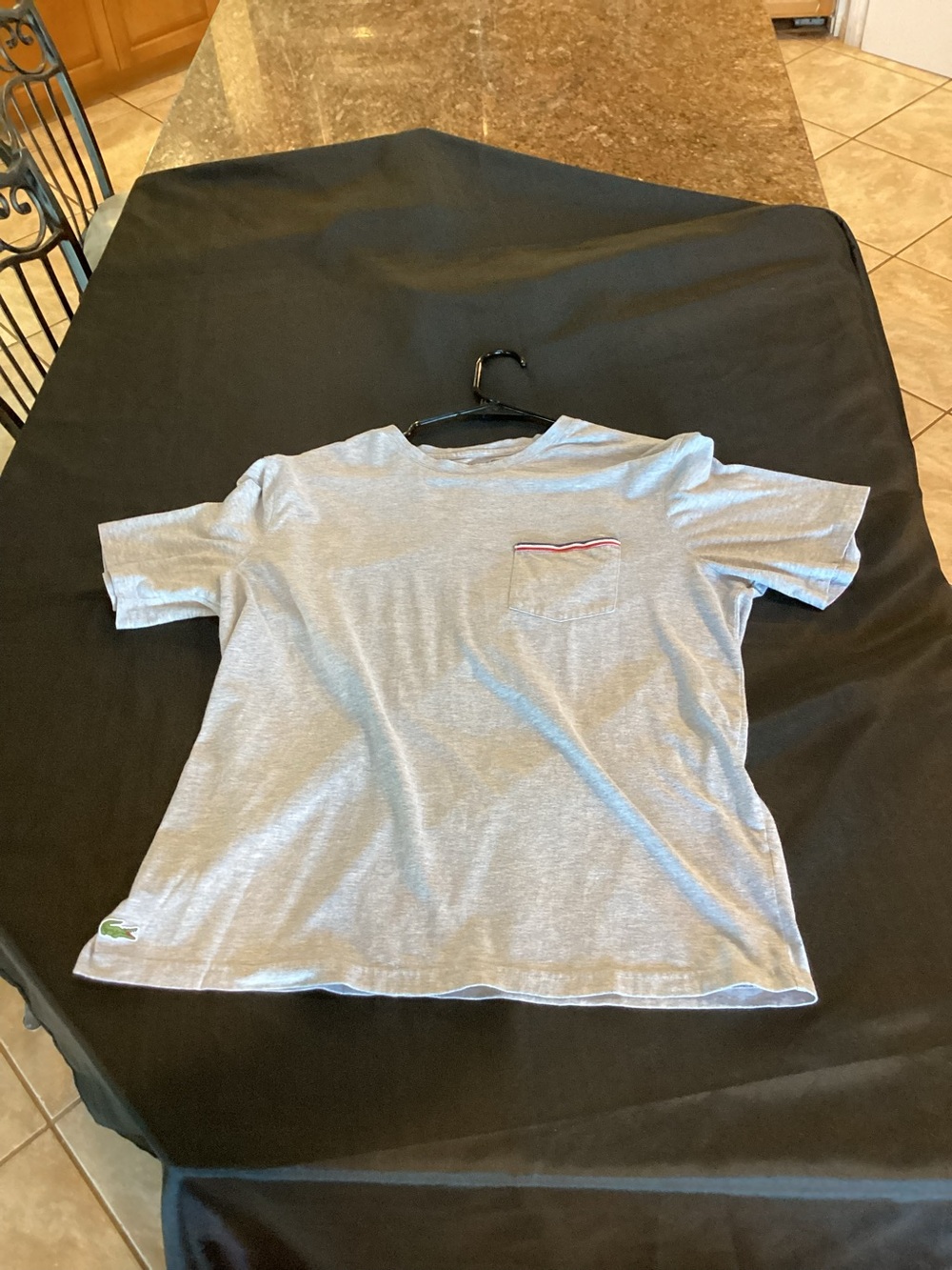 Lacoste,Short-Sleeve Pocket Tee ,Color Light Gray, Size Large